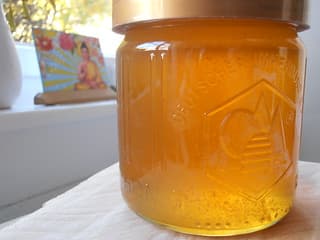 Jars of golden honey
